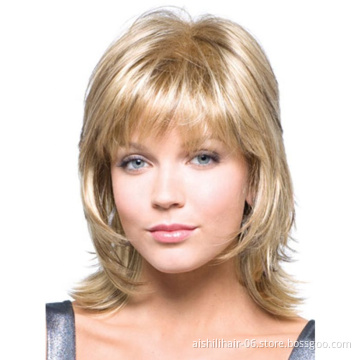 The best-selling gold shoulder-length natural straight hair women wear